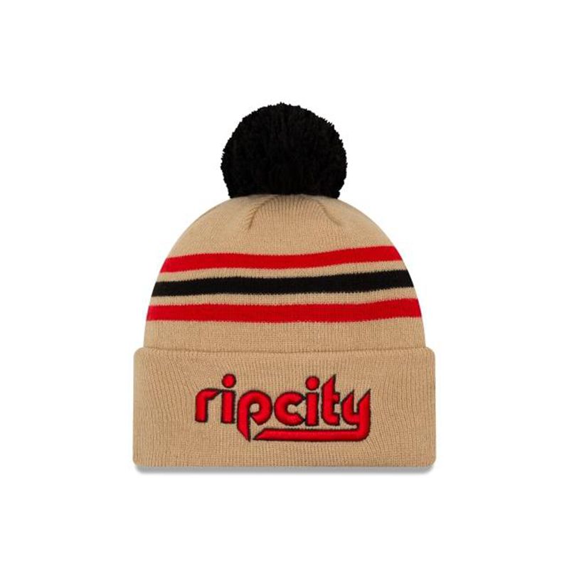 NBA Portland Trail Blazers 2019 Authentics City Series Pom Knit (CWA8109) - Brown New Era Beanies